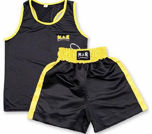 M.A.R International Ltd. M.A.R International Ltd Boxing Shorts And Vest Boxing Supplies Training Gear Black/Yellow Medium