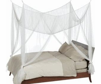 White 4 Poster Square Bed Canopy with Gift Bag Fits Up To King Size