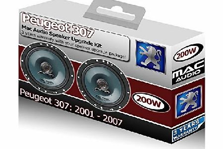 Peugeot 307 Front Door speakers Mac Audio 6.5`` 17cm car speaker kit 200W