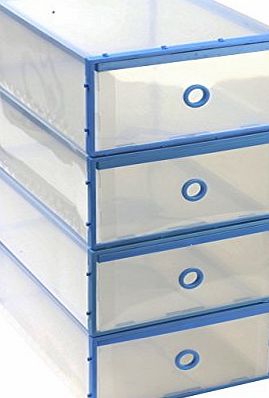 Macallen Stackable Home Storage Boxes, Clear Plastic Organiser for Shoes and Office Use, Handy Drawers are Great to Have all Round the House, Available in 4 Colours! (Blue, 5)