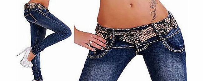 Madame Elysees Ladies Womens Quality Stretch Slim Skinny Denim Jeans includes Belt UK 6 8 10 12 14 (Tag 38 M fits waist 29-30 inches ( 73.5-76 cm))