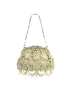 Beaded Silver Lace Evening Purse w/Chain Strap