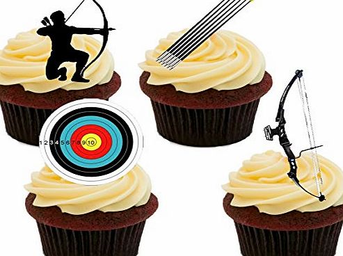 Made4You Archery Edible Cupcake Toppers - Stand-up Wafer Cake Decorations (Pack of 12)