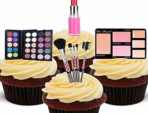 Made4You Make-up / Cosmetics Edible Cupcake Toppers - Stand-up Wafer Cake Decorations (Pack of 12)