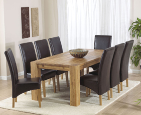 madrid Oak Dining Table - 200cm and 8 Roma