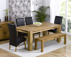 madrid Oak Dining Table - 200cm with Bench and 4