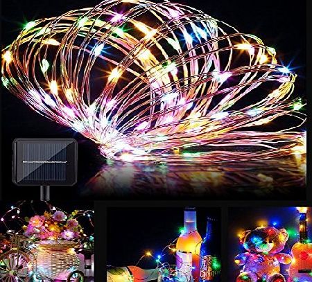 MAGFLY Solar 100 LED Starry String Lights MAGFLY Copper Wire 40 Feet Waterproof Fairy Ambiance Lighting with Light Sensor for Outdoor Christmas Party, Wedding, Gardens, House (Multi-colour)