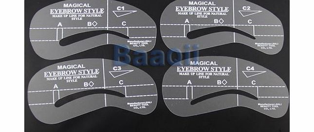 Magical 4 Styles Eyebrow Grooming Stencil Kit Template Beauty Makeup Shaper Shaping Tool