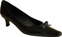 Magrit black leather and patent courtshoe