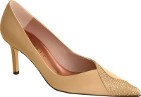 Magrit gold satin leather and diamonte eve courtshoe