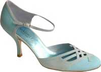 Magrit pale blue leather and fabric shoe