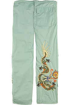 Dragon embroidered glazed cropped snopants