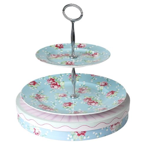 Shabby Chic English Rose 2 tier cake stand