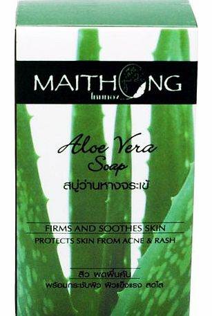 Maithong Aloe Vera Soap,Acne Facial Spa,Face and Body Wash Soap Bar 100g