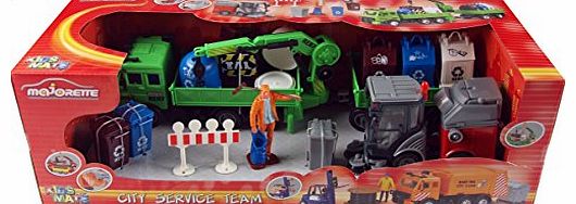 Majorette City Service Team Complete Vehicle Play Set Toy - Recycling Centre Truck