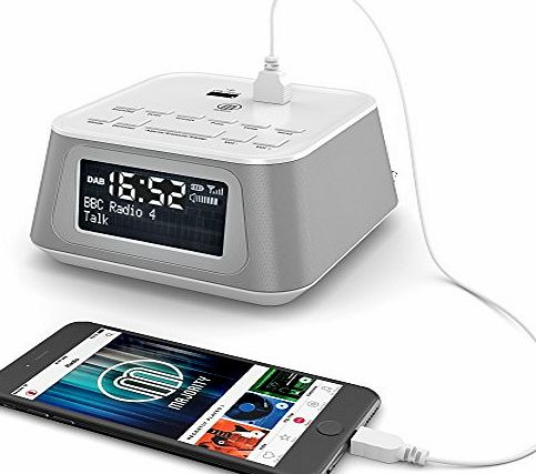 MAJORITY Madingley Hall DAB Bedside Digital FM Radio Alarm Clock - 2 USB Charging Ports - Mains Powered (White)