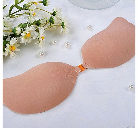 Makebetterlife Belle Nude Butterfly Strapless Push Up Invisible Adhesive Breathable Bra Nipple Cover (C Cup)
