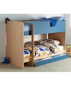 Bunk Bed Frame with Sprung Mattress - Blue