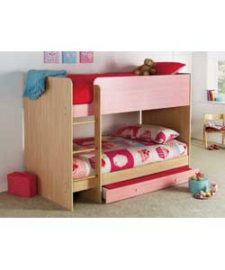Malibu Bunk Bed Frame with Sprung Mattress - Pink