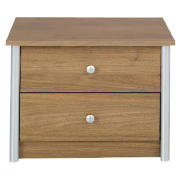 Malone Wide 2 Drawer Bedside Chest, Walnut