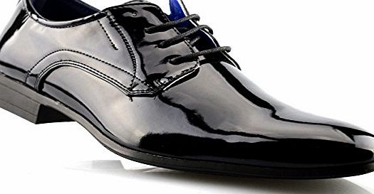 Malvern Mens New Smart Wedding Suit Dress Lace Up Shiny Patent Formal Shoes Size 7-11 - Black - UK 10