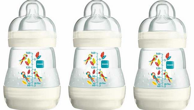 MAM Anti-Colic 160ml Baby Bottles - White - 3 Pack