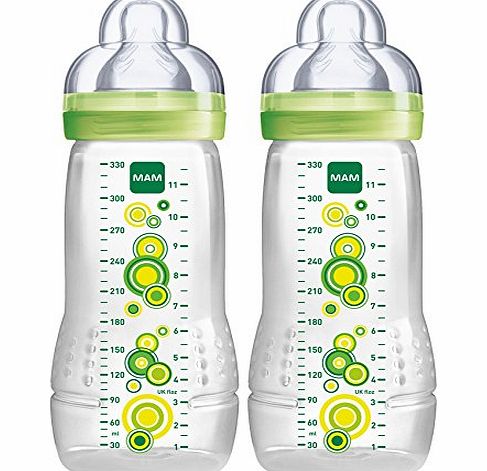 MAM Babyartikel Mam 950502 Baby Bottle 330 ml 2-Pack Neutral Design Teat Size 3 (4  Months) Design selected at Random