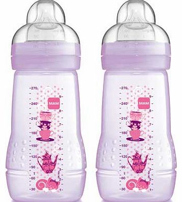 MAM Girls 270ml Baby Bottle - 2 Pack