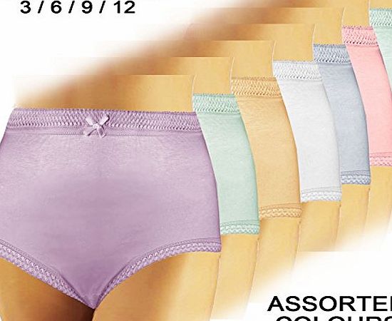 Mama Panties 3 6 9 12 PACK OF WOMENS LADIES UNDERWEAR FULL PLUS SIZE MAMA PANTIES BRIEFS COTTON ASSORTED COLOURS[Pack Of 6 Assorted Colour,Hips: 44-46]