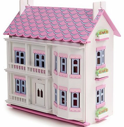  Georgian Wooden Doll House with Furniture and Dolls (White)