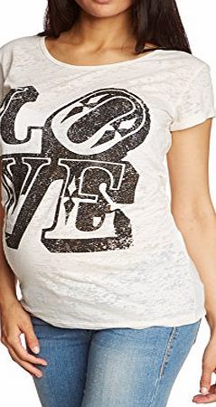 Mamalicious  Womens Crew Neck Short Sleeve Maternity T-Shirt - White - Wei (Snow White 11-0602 TCX) - 14