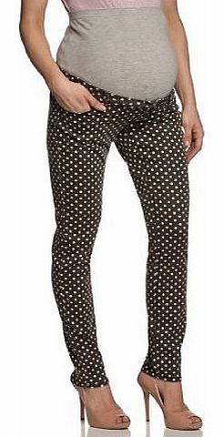 Mamalicious Shelly Dot Slim Womens Maternity Trousers, Black, W28INxL32IN