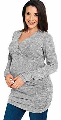 Womens Grey Wrap Top - Small