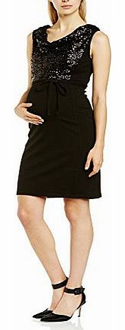 Mamalicious Womens New Vivi Mix Empire Sleeveless Maternity Dress, Black, Size 12 (Manufacturer Size:Large)
