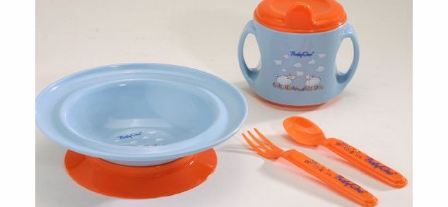 Mammoth XT Supplements Baby Tableware Feeding Set -- Includes Suction bowl, Weaning Cup amp; Cutlery -- Colour: Blue