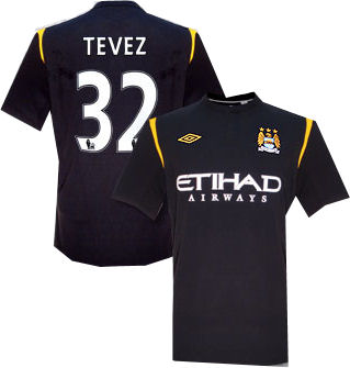 Man City Umbro 09-10 Man City away shirt (Tevez 32)