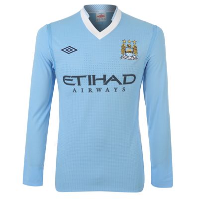 Man City Umbro 2011-12 Manchester City Home Long Sleeve Shirt