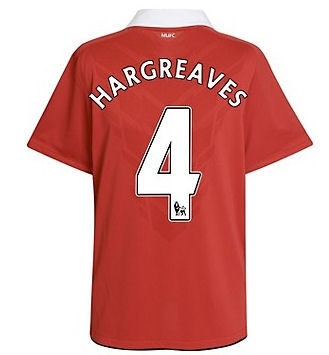 Nike 2010-11 Man Utd Nike Home Shirt (Hargreaves 4)