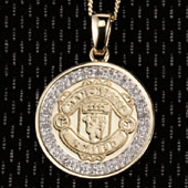 9ct Diamond Set Solid Crest Pendant (18 Inch Chain).
