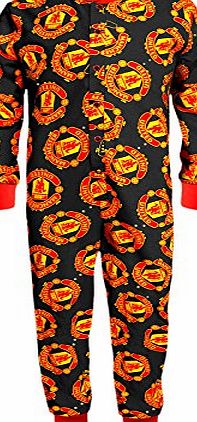 Manchester United F.C. Manchester United FC Official Gift Boys Kids Pyjama Onesie Black 7-8 Years