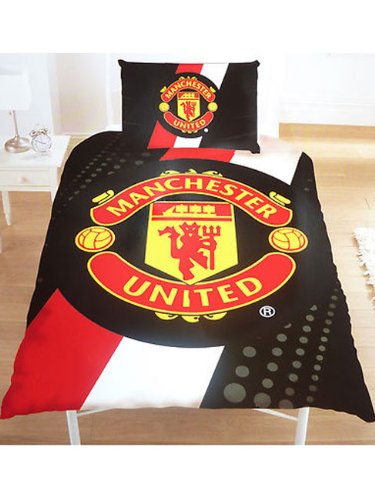 Manchester United F.C. New Official Football Team Single Duvet Set (Man Utd FC (Stripe))