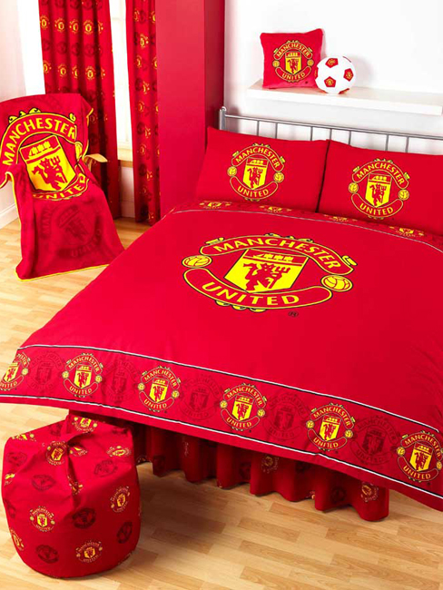 Manchester United FC Border Crest Football Double Duvet Cover and Pillowcase Bedding
