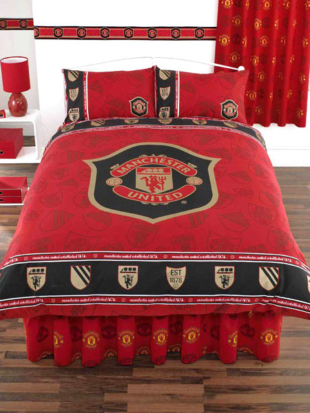 Manchester United FC Double Duvet Cover and Pillowcase Shield Design Bedding