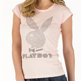 Womens Playboy Logo T-Shirt Pink/Black
