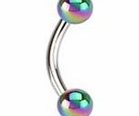 Mandys Piercing Emporium Rainbow Acrylic Balls With Aurora Borealis Coating Curved Eyebrow Bar Ring