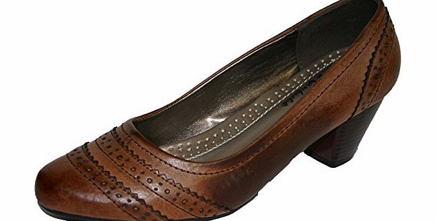 Manfield Womens Comfort Court Shoes Sizes 3-8 (4 UK, Brown)