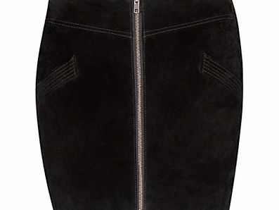 Mango Leather Zipper Skirt, Black