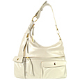 Gisele-Pearl White Leather Slanted Hobo Bag
