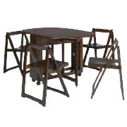 Butterfly Table & 4 Chairs, Dark Wood