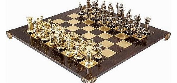 Large Greek Roman Army Metal Chess Set
